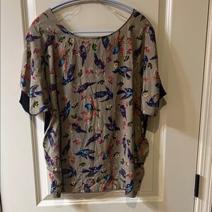 Floral Bird Print Women's Top XL